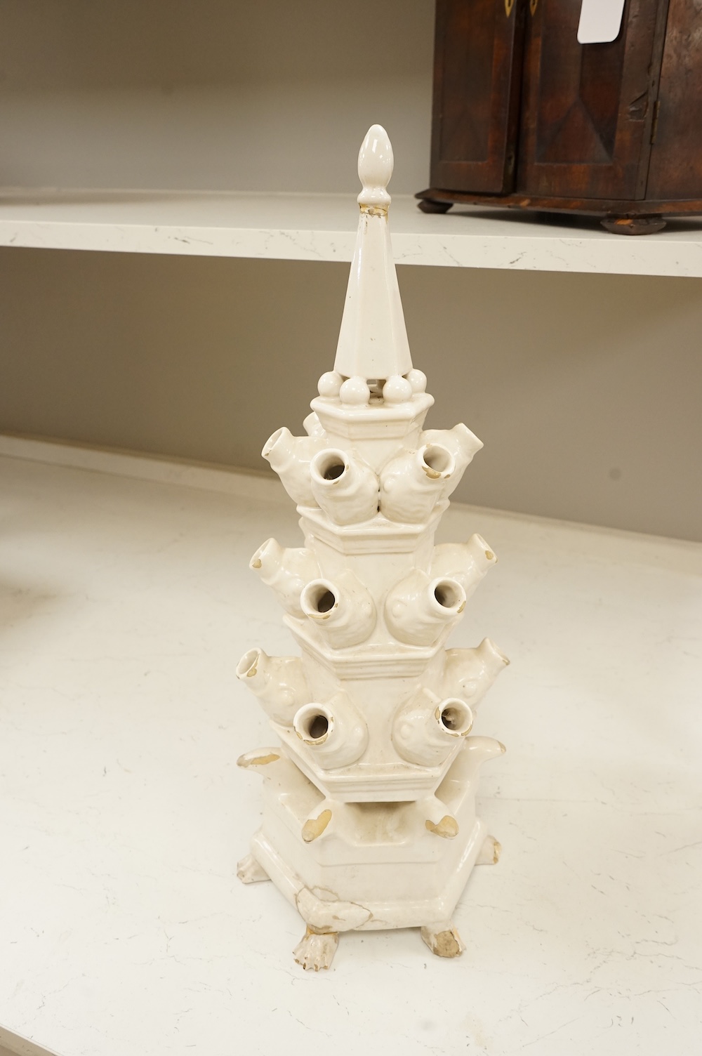 A 19th century Dutch white glazed tulip vase, 55cm high